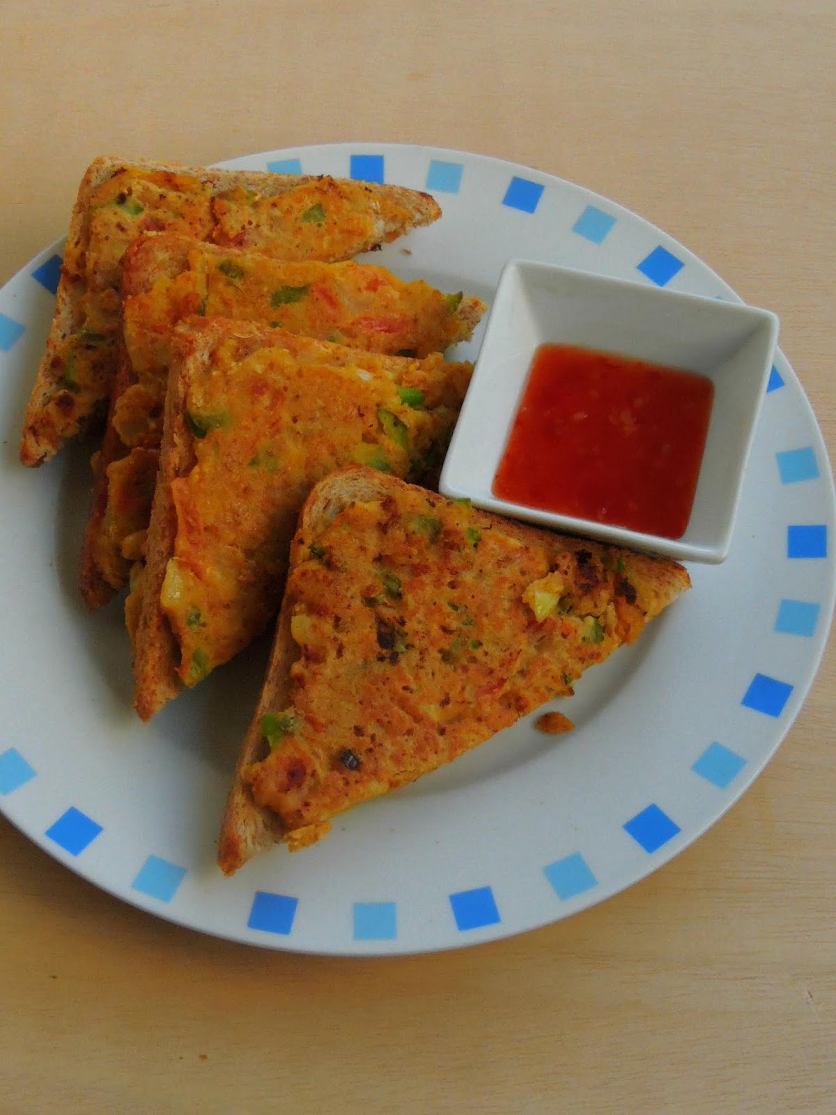Priya's Versatile Recipes: Vegan Besan & Oats Bread Toast/Vegetable ...