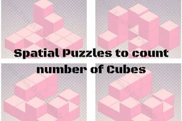 Spatial Puzzles to count number of Cubes in given figures with answers