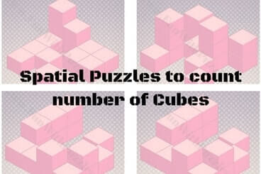 Spatial Puzzles to count number of Cubes in given figures with answers