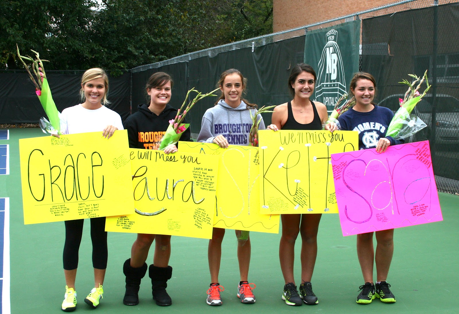 This afternoon the Broughton tennis team celebrated their five seniors