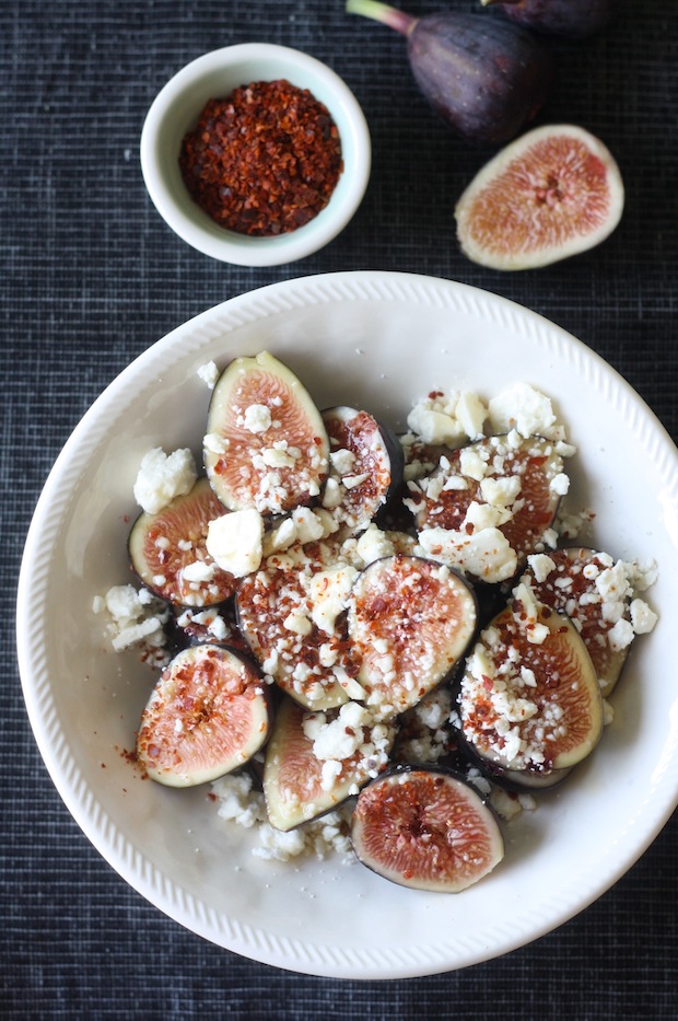 Fresh Figs recipe with Feta, Honey, and Aleppo Chili Flakes by SeasonWithSpice.com