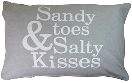 Gray Pillow with Beach Quote