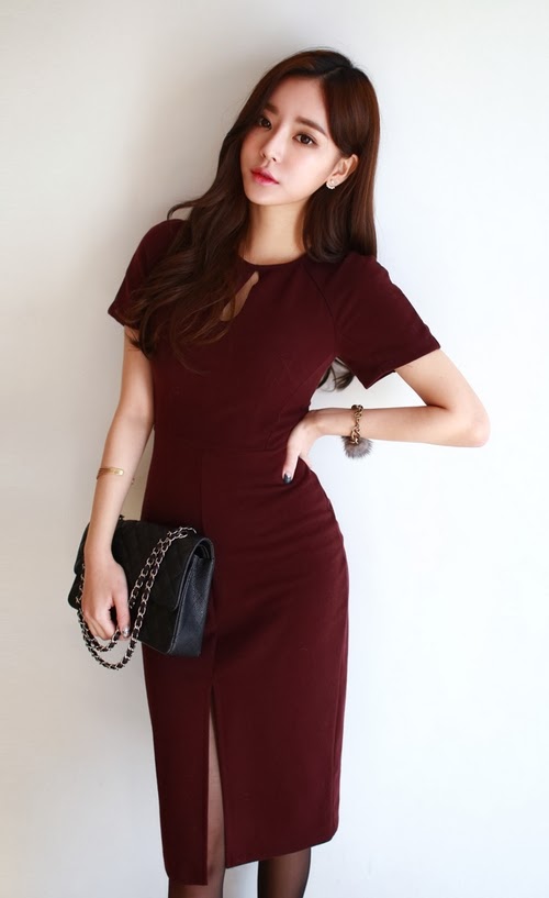 [Chuu] Keyhole Dress with Front Slit | KSTYLICK - Latest Korean Fashion ...