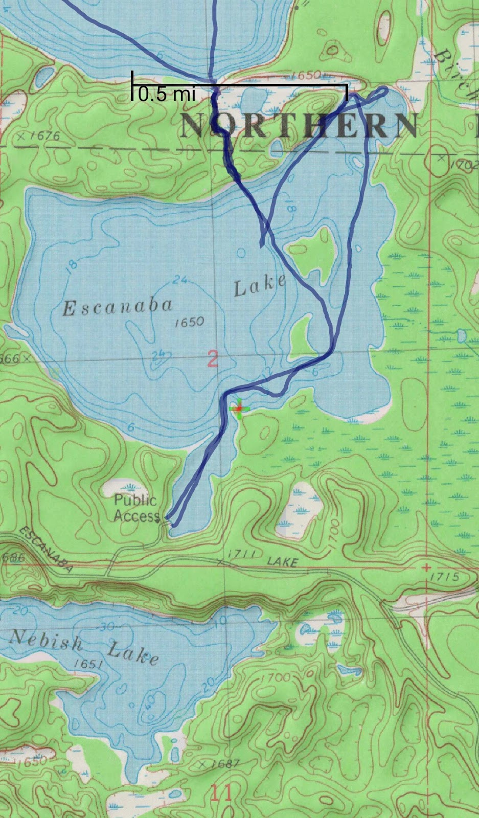 Gator Paddler July 3, 2015, Escanaba and Lost Canoe Lakes, NHAL State