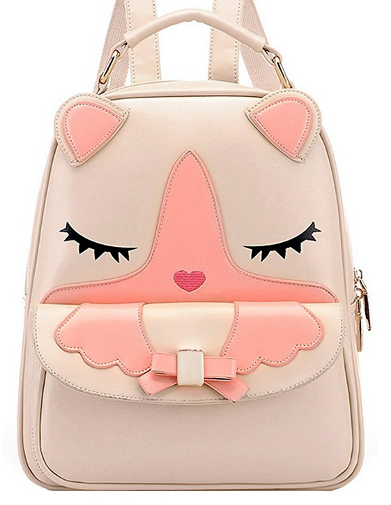 Tinksky Cat Animal Synthetic Leather Backpack Girls Shoulder Bag ...
