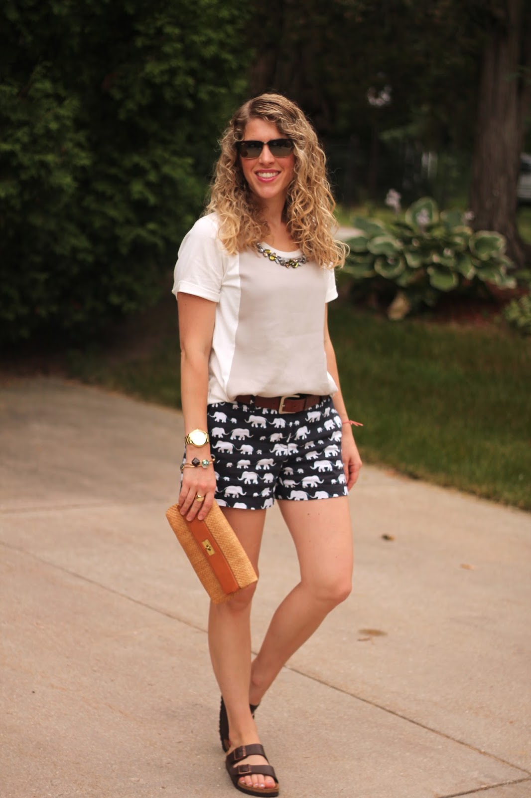 Elephant Print Shorts and Jeweled Top