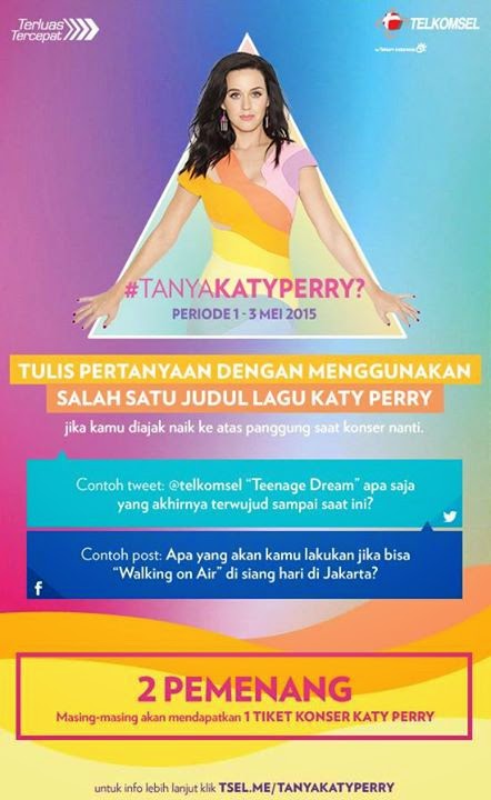 Kuis Telkomsel Berhadiah 2 Tiket Konser Katy Perry
