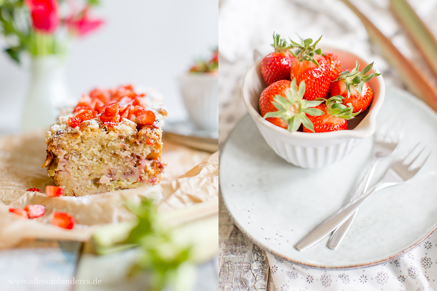Saftiger Rhabarber-Kuchen mit Erdbeeren und Streuseln | Alles und Anderes