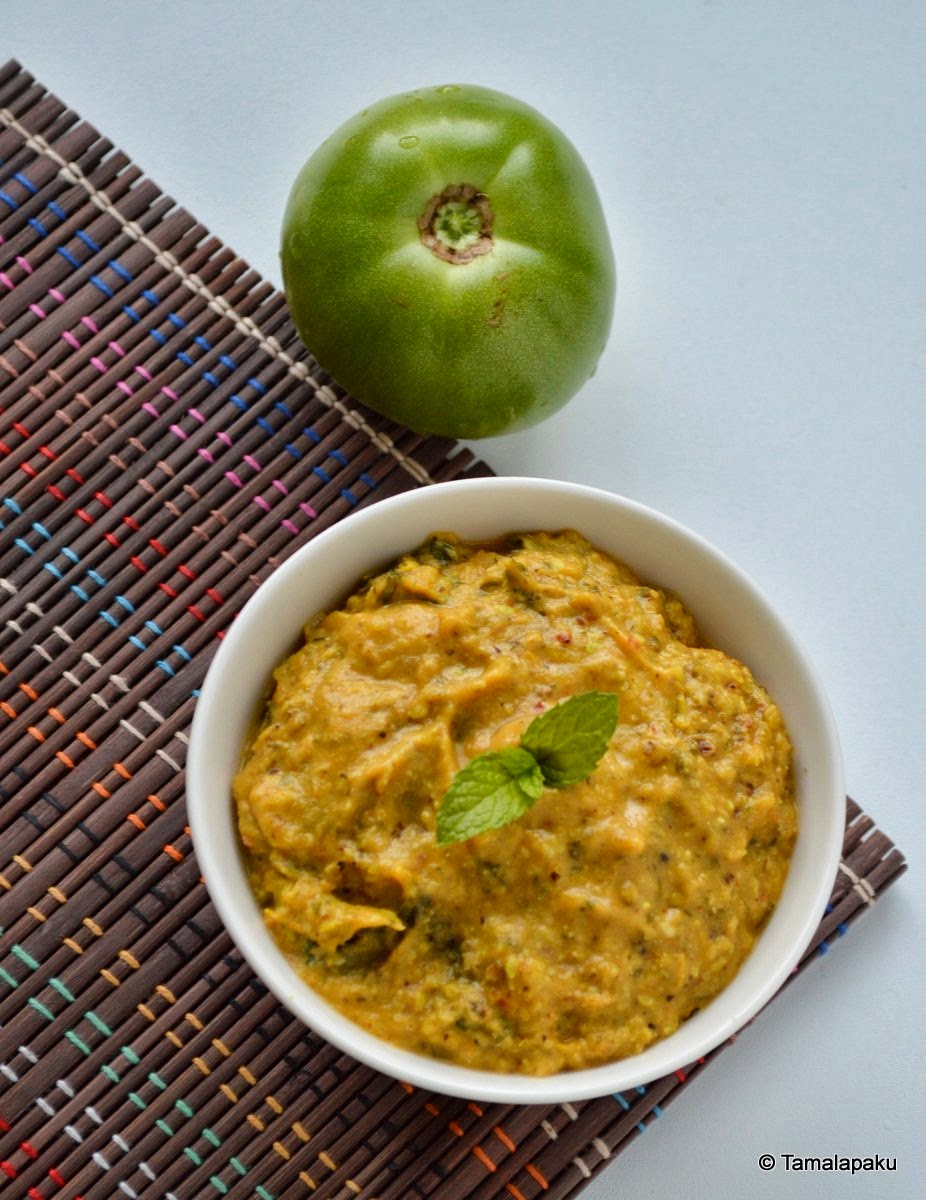 Mint Green Tomato Chutney Tamalapaku