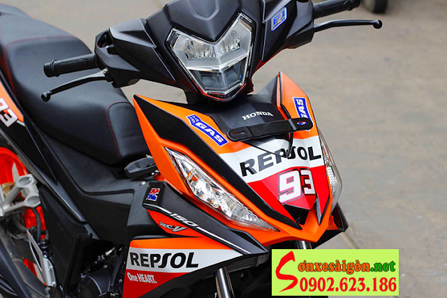 Sơn tem đấu xe Winer 150 màu trắng cam đen Repsol - Sơn Xe Sài Gòn