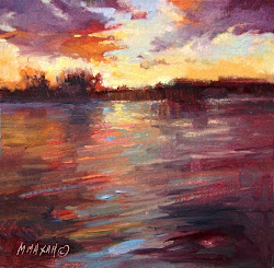 sunset golden paintings landscape painting oil mary maxam summer lake water marymaxam away give artist seascape paint