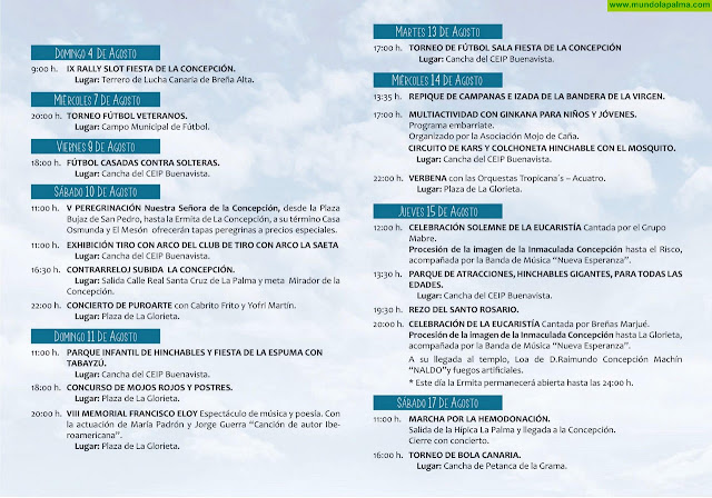  Programa de La Fiesta de La Concepción 2019 en Breña Alta