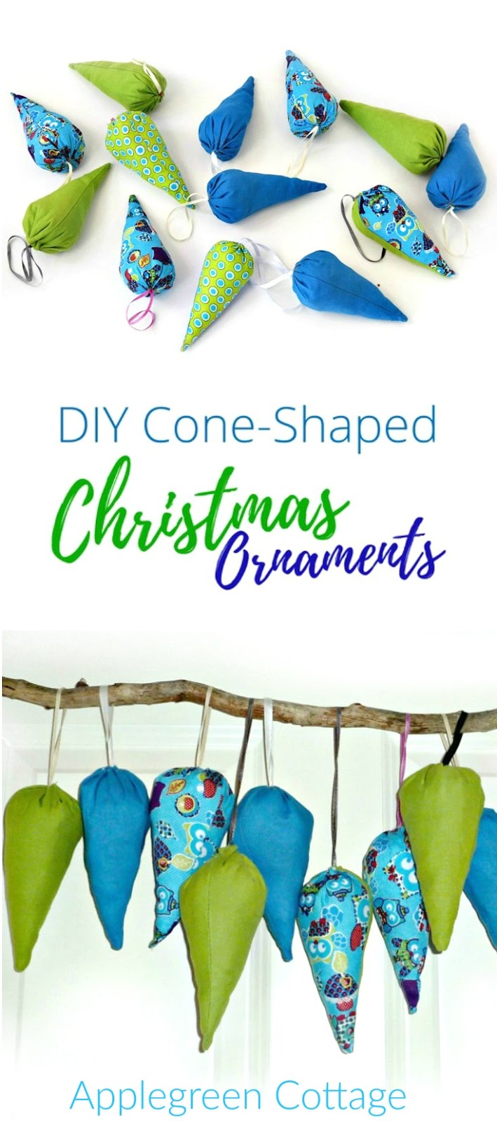 DIY Cone-Shaped Christmas Ornaments - AppleGreen Cottage