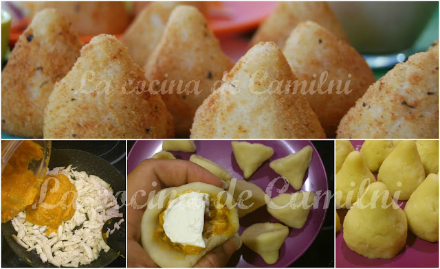 Coxinhas de pollo con salsa picante de queso (La cocina de Camilni) Coxinhas de pollo con salsa picante de queso (La cocina de Camilni)