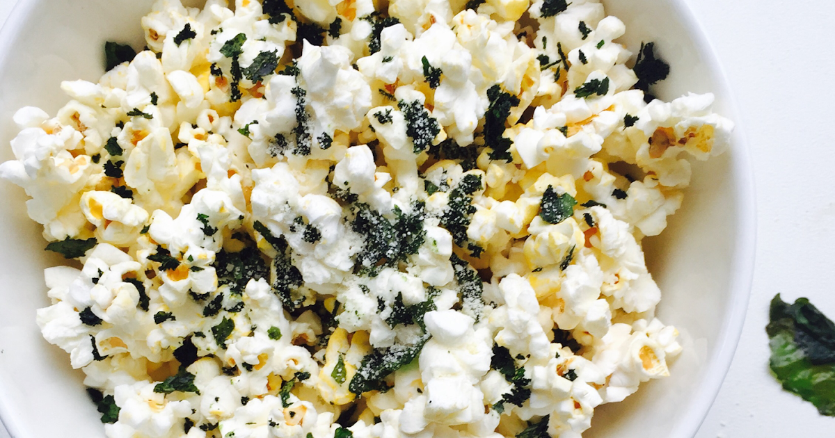 Parmesan Kale Chip Dusted Popcorn