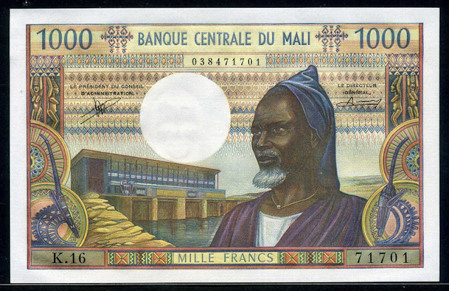 money currency Mali banknotes 1000 Francs note