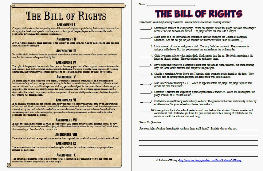 Bill Of Rights Scenarios Quizlet