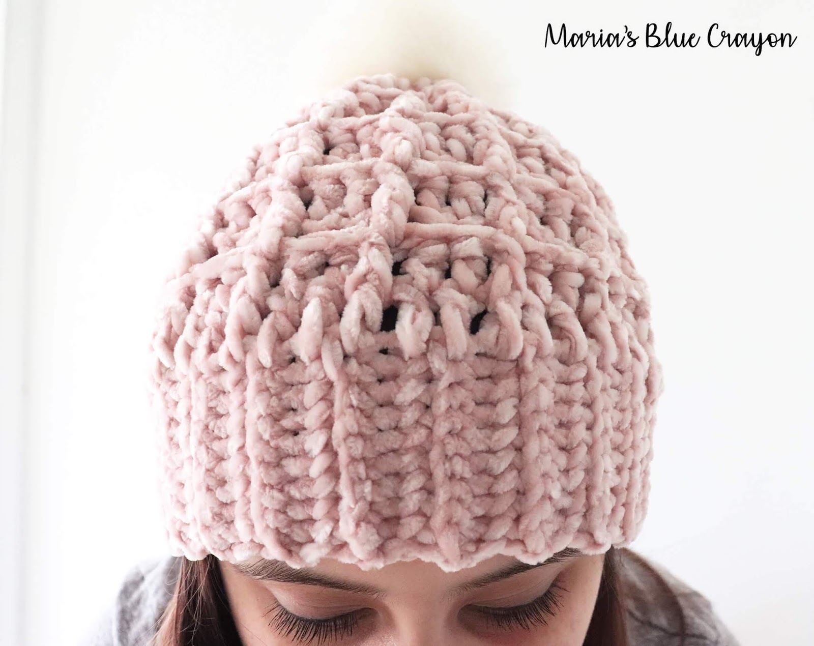 Velvet Beanie Free Crochet Hat Pattern Maria S Blue Crayon