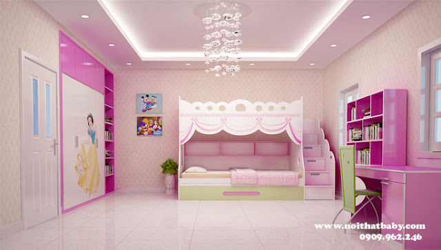 phòng ngủ trẻ  em, giường tầng, tủ áo trẻ em 1m20, tủ áo công chúa