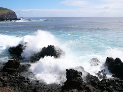 Pounding Surf etches volcanic debris, Hanga Roa, Easter Island