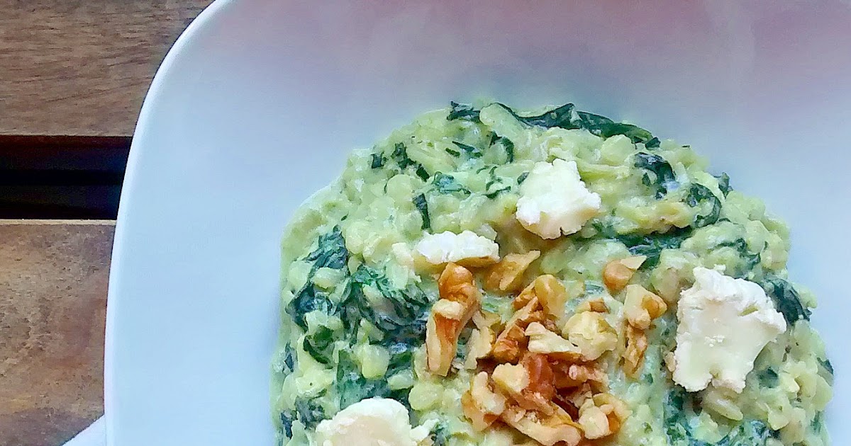 Receta Risotto de espinacas con queso y nueces, Sin gluten