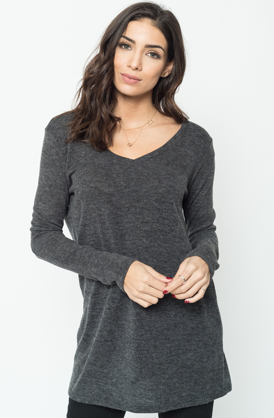 Buy Now Charcoal Back Ribbon Sweater Tunic (Final Sale) Online $24 -@caralase.com