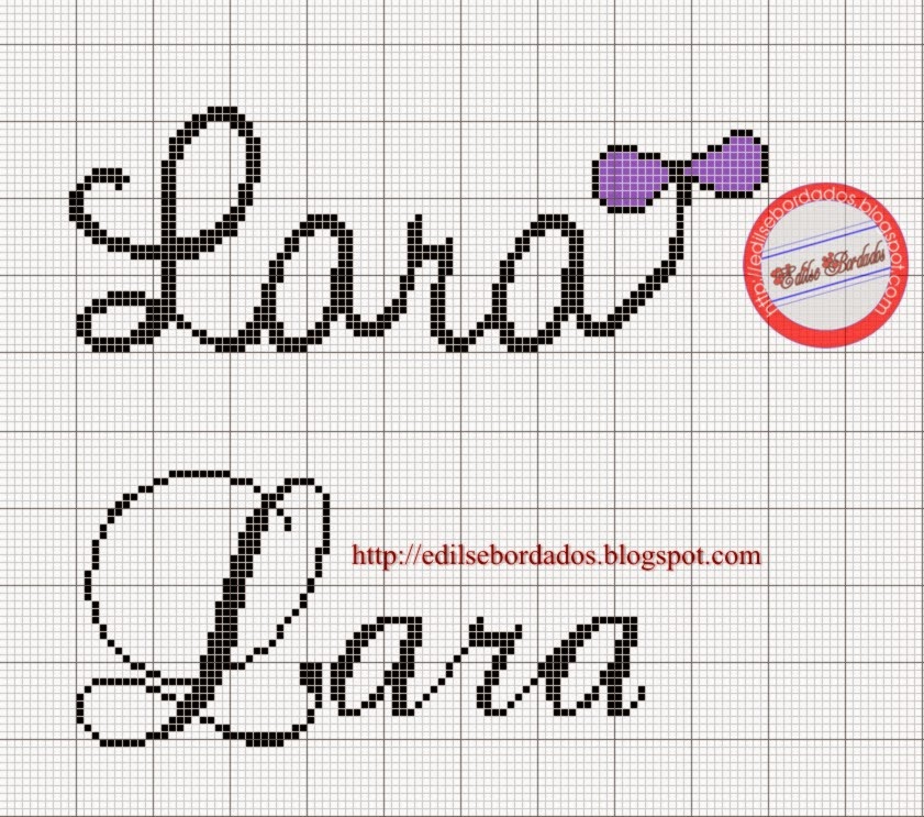 Aline Ponto Cruz e Artesanato: Nome Lara em ponto cruz