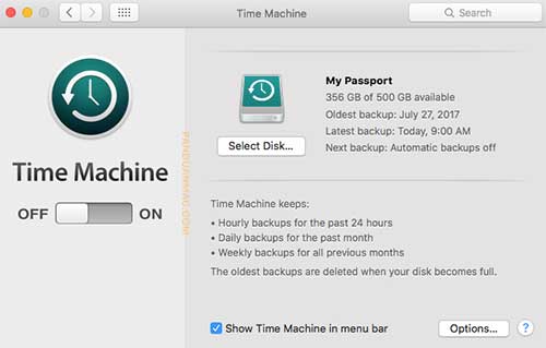Select Disk Time Machine