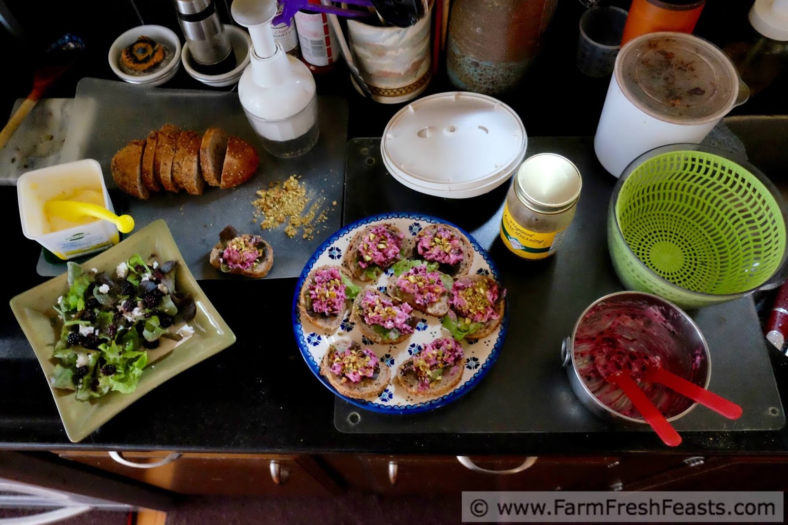 Farm Fresh Feasts Black Raspberry & Goat Cheese Crostini