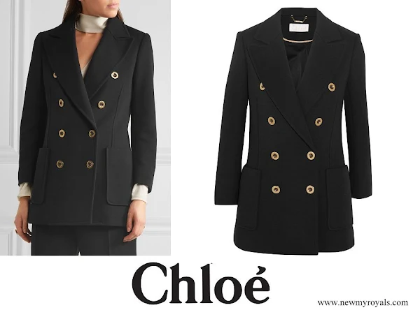 Queen Maxima wore CHLOÉ Double-breasted wool-piqué blazer