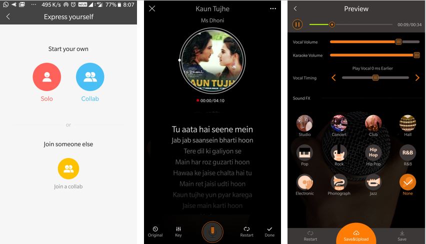 Hindi Karaoke apps with lyrics and old bollywood songs