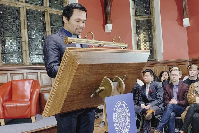 HS-dropout Manny Pacquiao inspires in speech at Oxford University