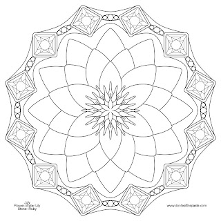 Waterlily and Ruby mandala for July- JPG version