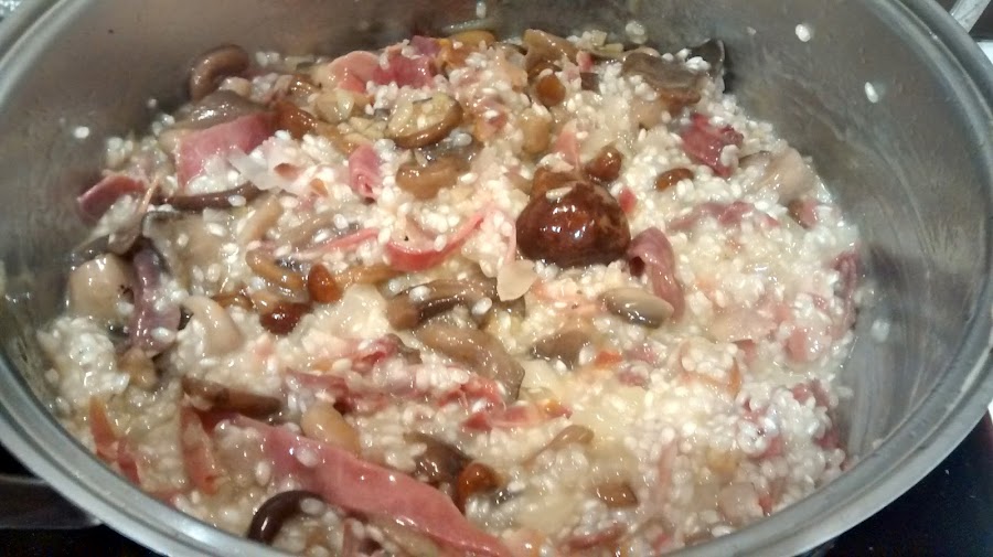 Risotto de setas y jamon