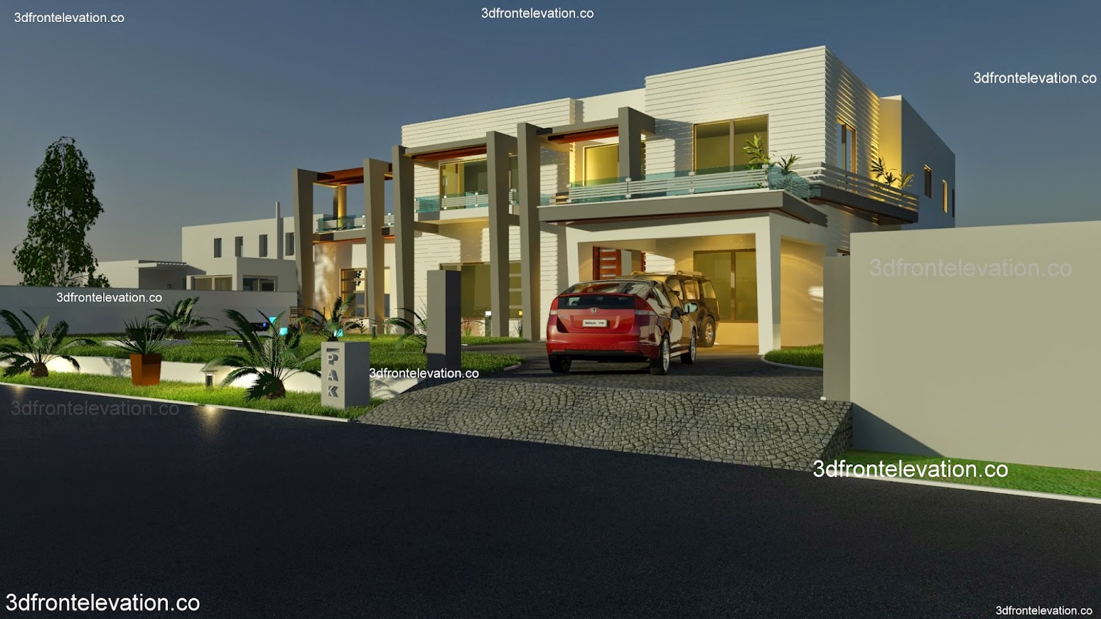 ... sq yard house Plan 3d Front elevation in DHA phase 5 karachi, Pakistan