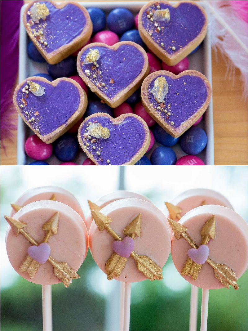 A Sweet Bohemian Valentine's Day Party - beautifully styled ideas, tabletop decor, sweet treats and photo booth ideas in pink, purple and gold! via BirdsParty.com @birdsparty #valentinesday #bohemianparty #bohemianbirthday #partyideas #pinkgoldparty