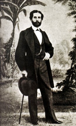 Gustavo Adolfo Bécquer Foto de Gustavo Adolfo Bécquer agarrando su sombrero y bastón