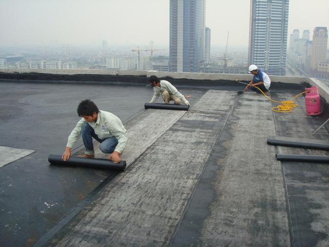 hình ảnh thi công chống thấm sàn mái bê tông