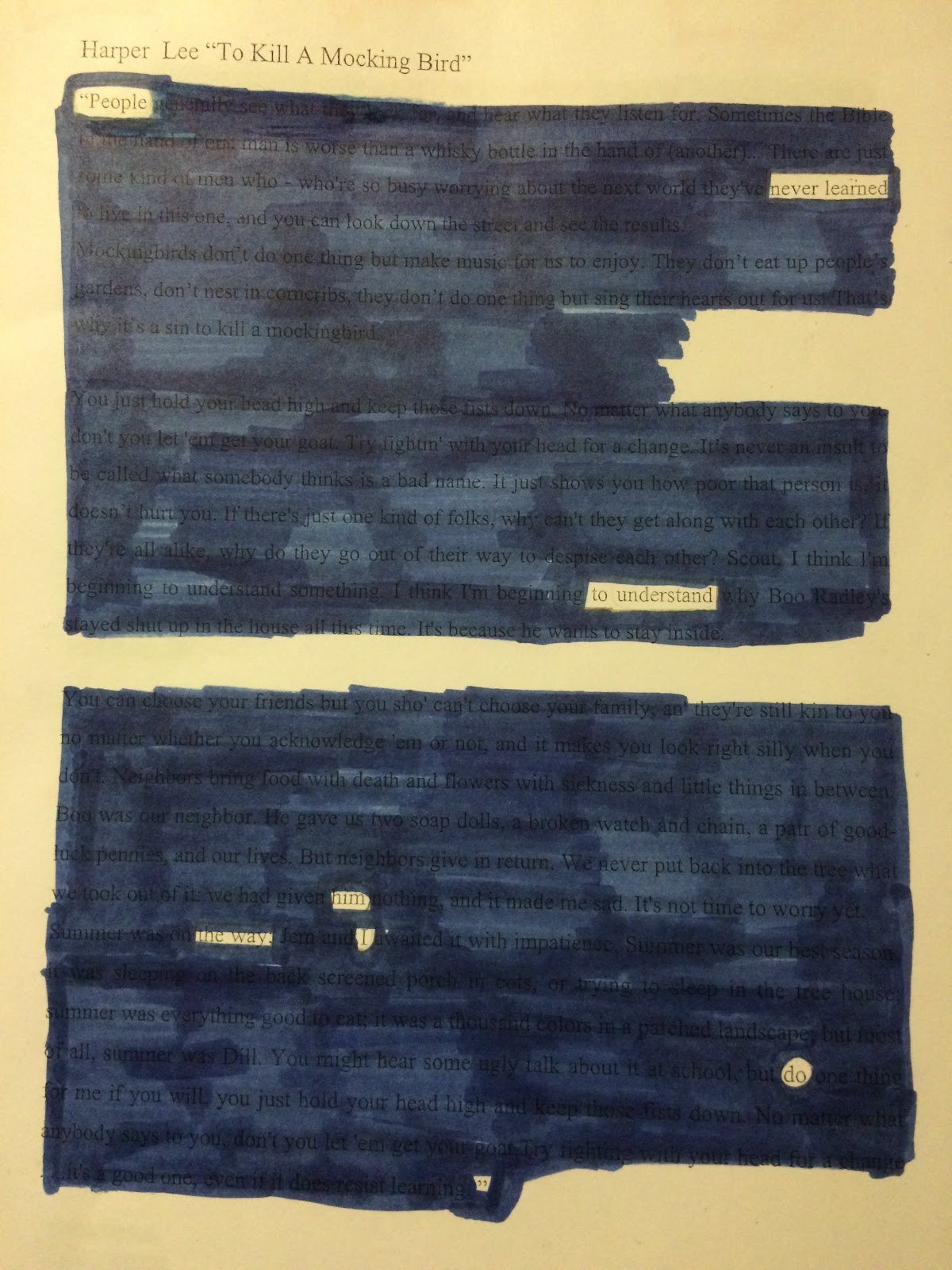 EVS in Finland: 8th Graders' "Blackout poetry"