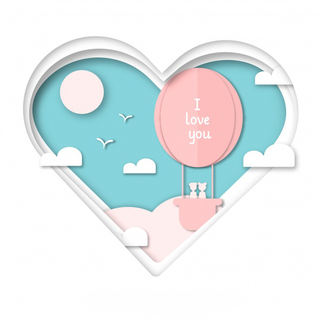 Valentine's day background with heart shape cut out Free Vector