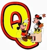 Lindo alfabeto de Mickey y Minnie tocando el piano Q.