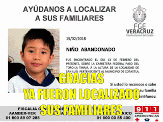 Ya fueron localizados familiares de niño abandonado en Cotaxtla Veracruz