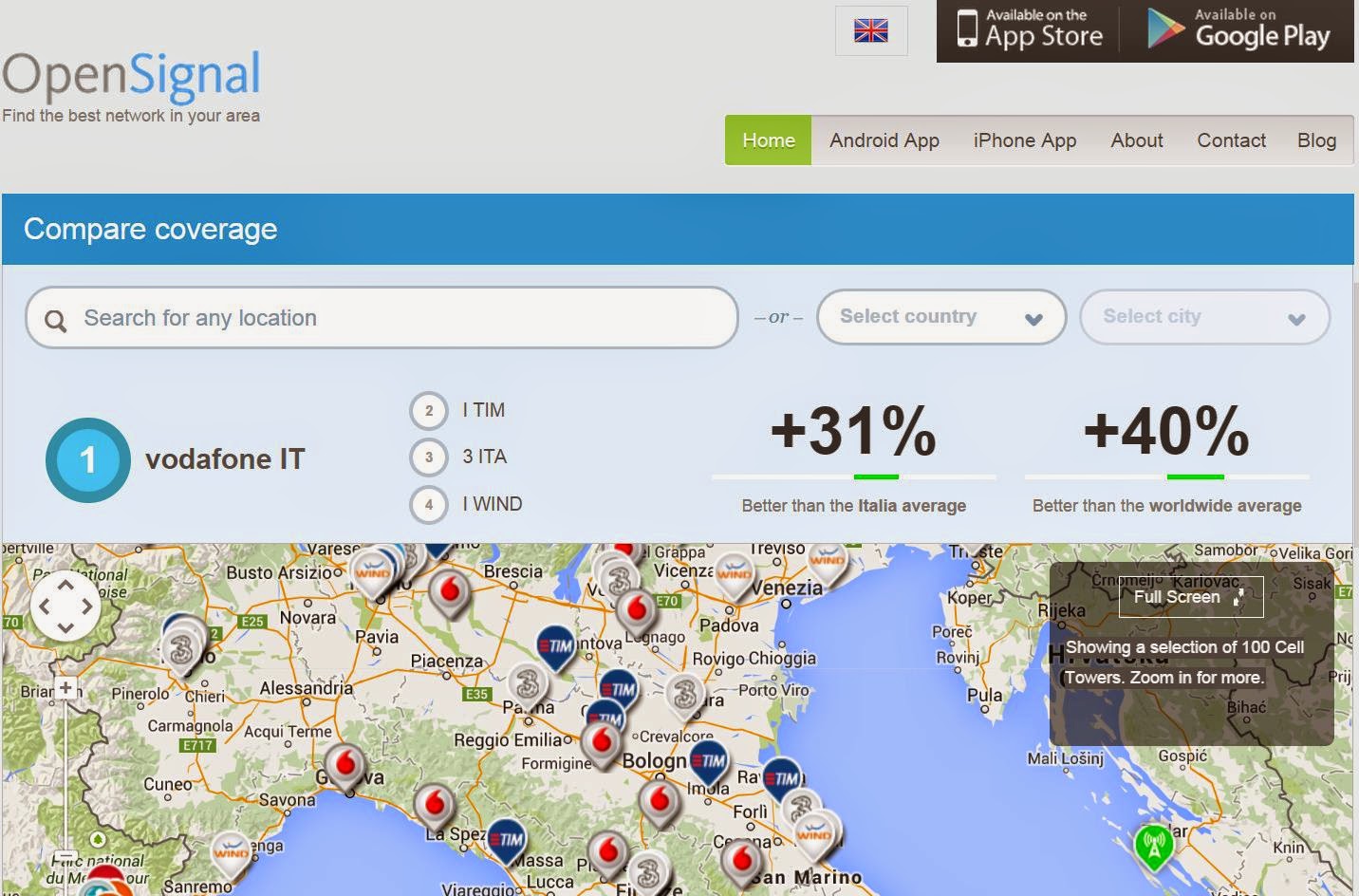 OpenSignalMaps: Mappa posizione ripetitori Telefonici