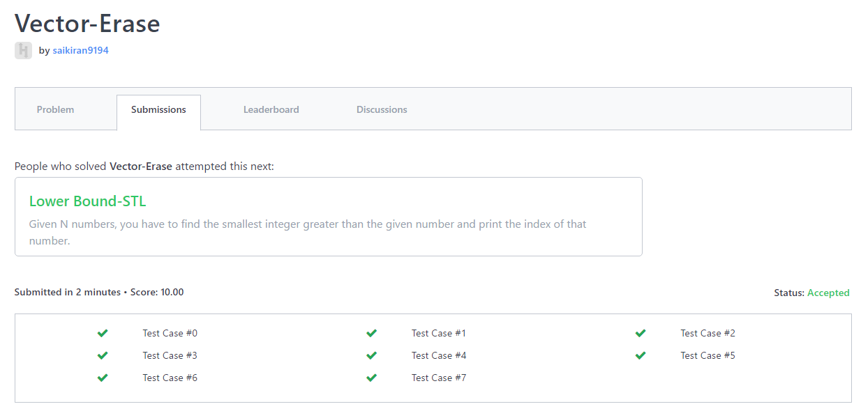 Hacker Rank Solution Program In C++ For " Vector-Erase " - Programming