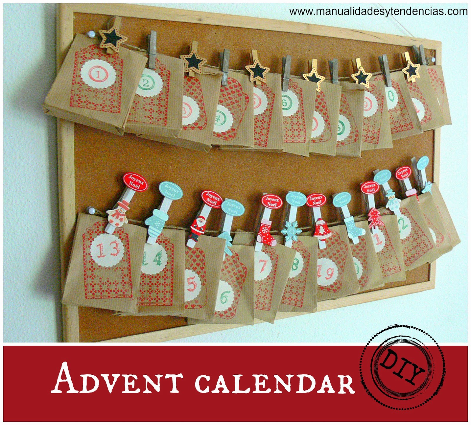Manualidades y tendencias Calendario de adviento hecho a mano