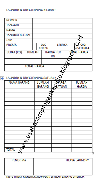 Contoh Bon Faktur Laundry Detil Gambar Online