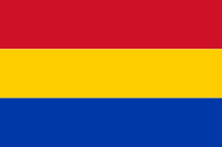 Paraguay's first tricolor flag, of red, gold, and blue. Used in 1811.