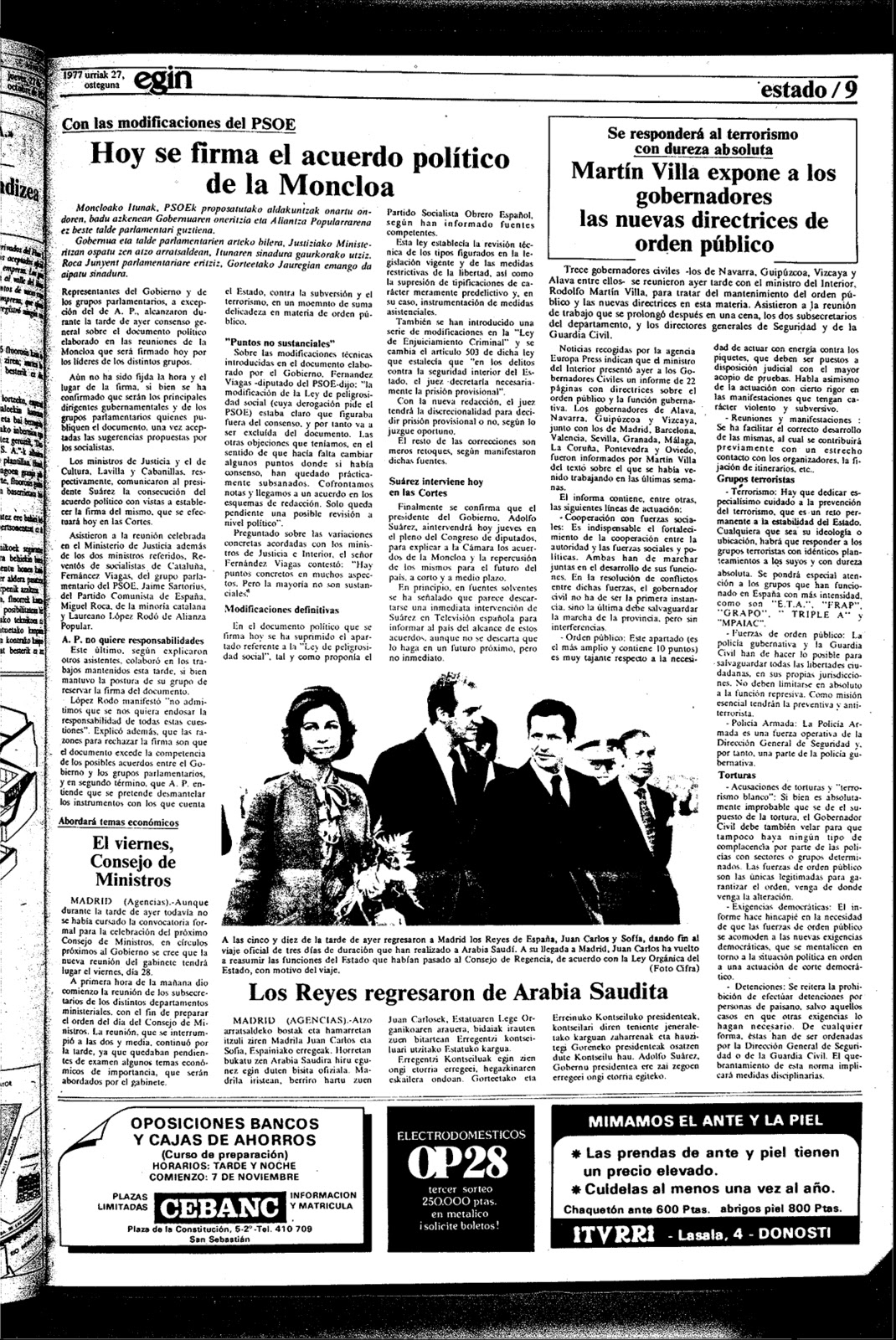 Eskualdunak Los Pactos de la Moncloa Egin