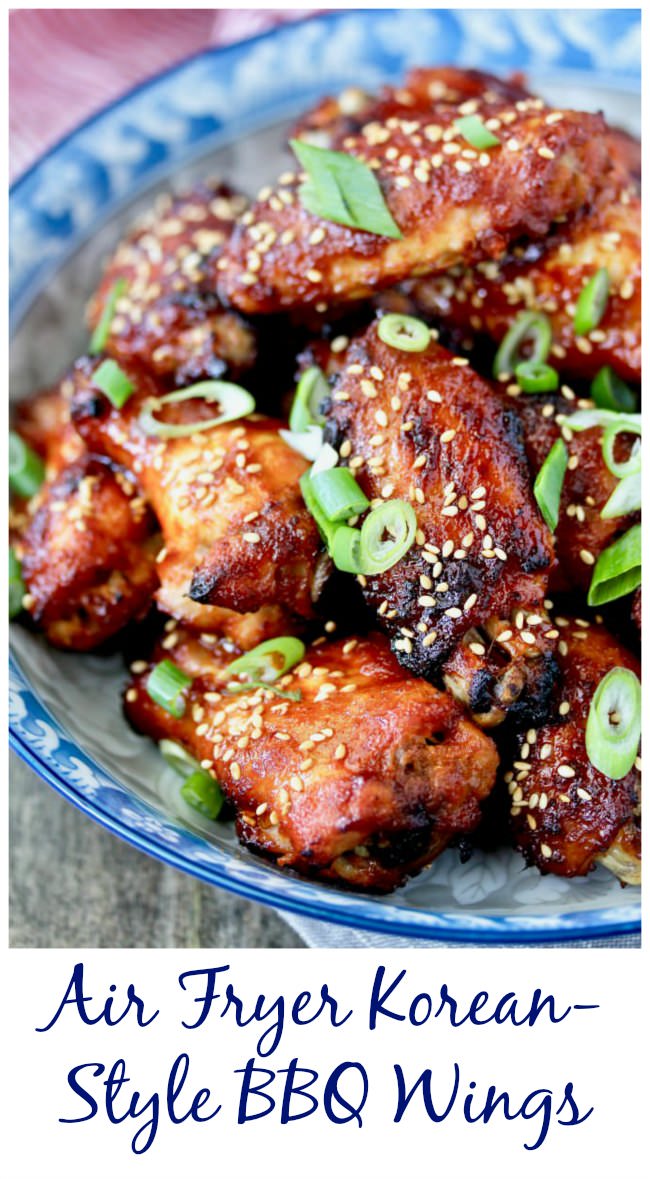 Korean-Style BBQ Chicken Wings in the air fryer with sesame seeds