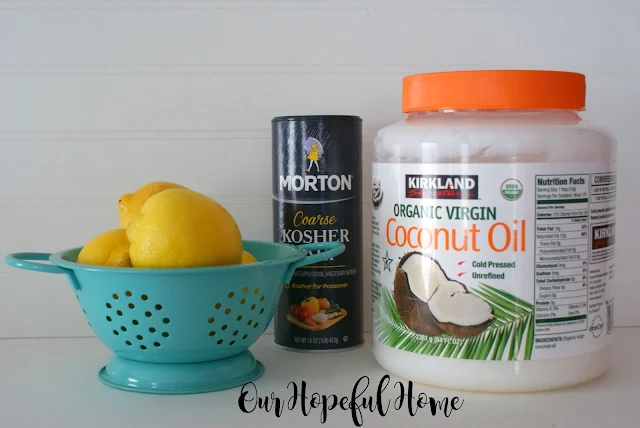 eco-friendly cleaning lemons coarse salt coconut oil